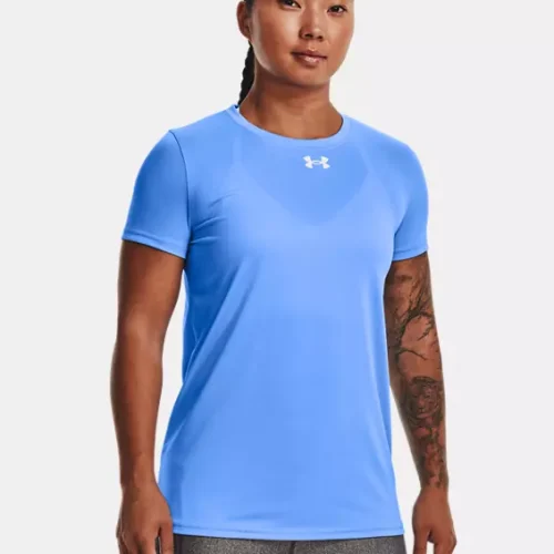 UA W'S Team Tech Shortsleeve Bleu