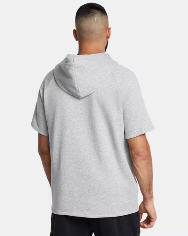 UA Rival Fleece Men's Short Sleeve Hoodie Gris – Image 2