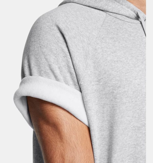 UA Rival Fleece Men's Short Sleeve Hoodie Gris – Image 3