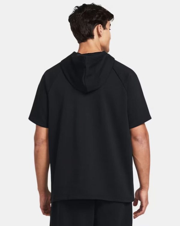 UA Rival Fleece Men's Short Sleeve Hoodie Noir – Image 2