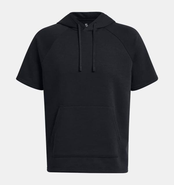 UA Rival Fleece Men's Short Sleeve Hoodie Noir – Image 4